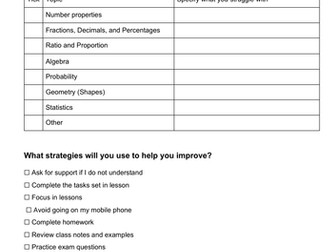 GCSE Maths Progress Review Chart