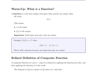 Composite Functions Mathematics Lesson / Worksheet Board: IGCSE / GCSE Grade: 9–11 Topic: Functions