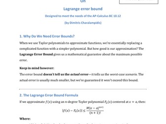 Lagrange Error Bound – Mega Smart Notes (AP Calculus BC Unit 10.12)