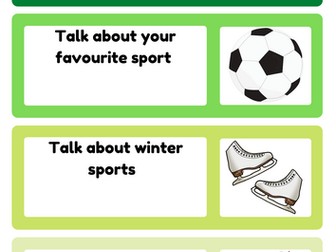 English Speaking in PE cards