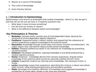 AQA A-Level Philosophy Epistemology Revision Workbook
