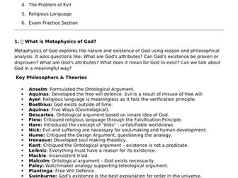 AQA A-Level Philosophy Metaphysics of God Revision Workbook