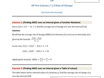 AP Precalculus – 1.2 Average Rate of Change (AROC) Mega Must-Know Questions + Solutions