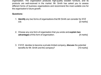 IB Business Management - Unit 1 Test