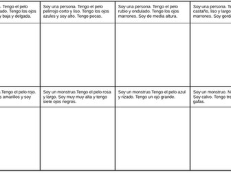 Y7 Spanish Draw the Description