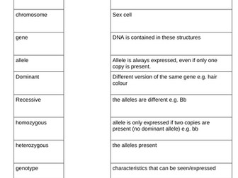 Genetics keywords