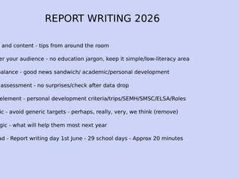 REPORT WRITING STAFF TRAINING