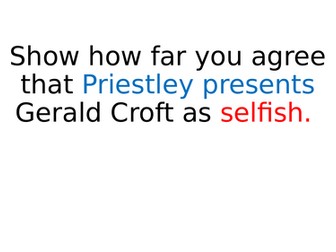 An Inspector Calls- Gerald Croft Selfish Essay Plan