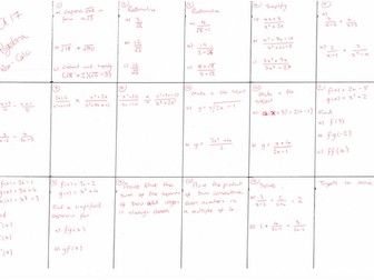 Surds, Algebraic Fractions, Functions Revision Mat