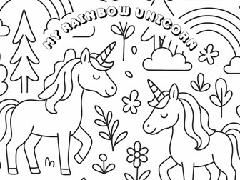 rainbow unicorn PDF colouring sheet - primary