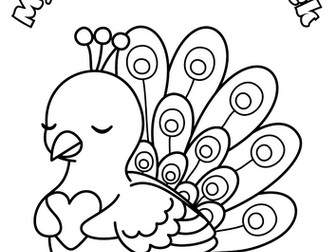 My colourful peacock - colouring sheet for primary