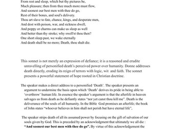 A LEVEL ENGLISH LITERATURE John Donne  poetry anthology "Death Be Not Proud"