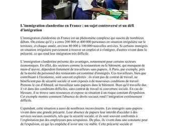 L’immigration clandestine en France : un sujet controversé et un défi d’intégration