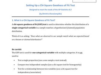 8.2 AP Statistics: Setting up Chi Square Goodness of Fit Test (theory notes)