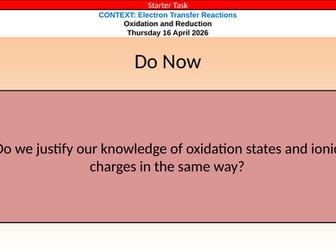 IB Chemistry (2025) R3.2 Electron Transfer Reactions