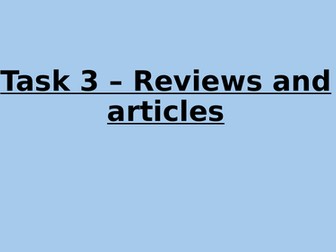 ESOL Entry 2 writing reviews/articles lesson