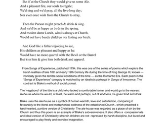 A /AS ENGLISH LITERATURE revision "The Little Vagabond" William Blake