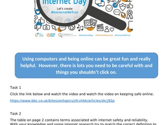 Internet Safety Exercise - Internet Research & Match Up Summary Task