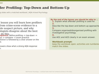 Forensic Psych | Top Down Bottom Up | Workbook & Slides