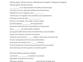 Le petit pays rap - gap fill activity