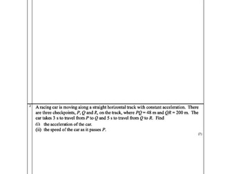 Edexcel M1 'Constant Acceleration' Classified Past Paper Questions + Mark Scheme + Model Answers