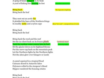 "ARK" GCSE ENGLISH LITERATURE poetry analysis