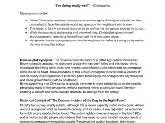 "The Curious Incident of the Dog in the Night Time" bank of GCSE questions