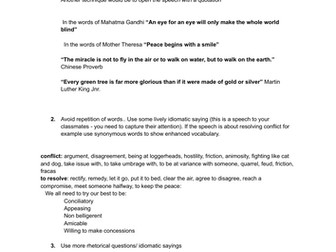 Guidance on Writing a GCSE ENGLISH LANGUAGE speech to your classmates