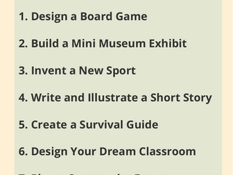 Creative Challenge Cards for 10 - 14 year olds.