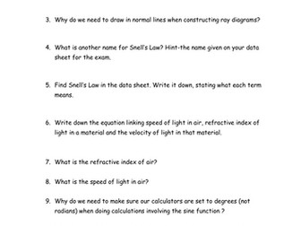 KS5 Physics Last Minute Revision Refraction