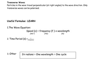 KS5 Physics Last Minute Revision Progressive Waves Basics