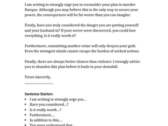 Macbeth- Persuasive letter
