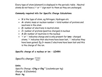 KS5 Physics Last Minute Revision Specific Charge
