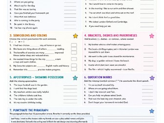 GCSE English Language Punctuation Worksheet