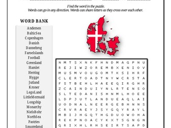 All About Denmark Word Search Puzzle