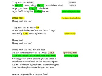 "Ark" poetry analysis; GCSE ENGLISH Double Award