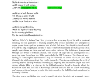 "A Poison Tree" by William Blake: A /AS Level Poetry Analysis