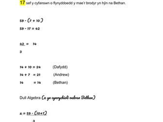 MATHEMATEG : Rhifedd TGAU (Uned 2) Taflen cwestiwn ac ateb