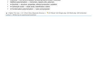 AQA GCSE Chemistry- Organic Chemistry: Complete Exam Revision Pack