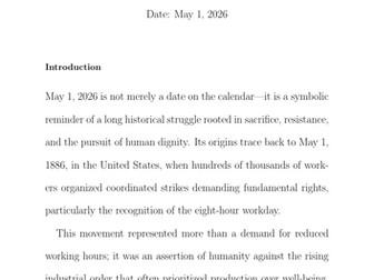 International Workers’ Day 2026 An Analytical Essay on Labor Struggle and Class Dynamics