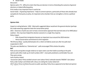 Media influence + opinion polls A level Politics