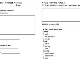 Year 1 Science Mini Test: Materials