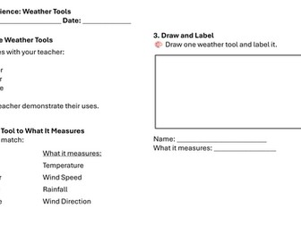 Year 1 Science: Weather Tools Lesson 2 Worksheet