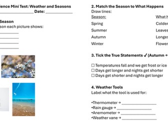 Year 1 Science Mini Test: Weather and Seasons