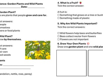 Year 1 Science: Garden Plants and Wild Plants Lesson 6