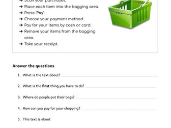 Reading Shopping Instructions Entry 1 ESOL ESL A1