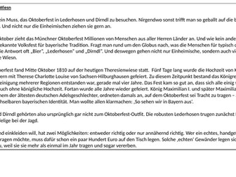 DW Oktoberfest Reading A Level German