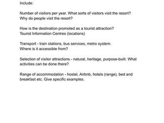 Travel and Tourism BTEC Pearson Compo 1 destination research task COASTAL RESORTS