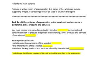 Travel and Tourism BTEC Pearson Compo 1 task 1a revision task