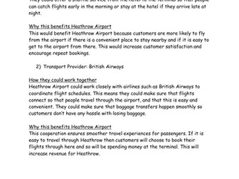 Travel and Tourism BTEC Pearson Compo 1 task 1b model AIRPORT